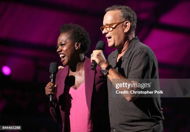 Actress and Executive Producer of EIF Presents: XQ Super School Live Viola Davis and Tom Hanks speak onstage during the XQ Super School Live,...