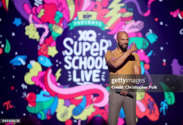 Common speaks onstage during the XQ Super School Live, presented by EIF, at Barker Hangar on September 8, 2017 in Santa California.