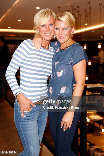 Juliana Senjo and her sister Kamilla Senjo attend the Till Demtroeders Charity-Event 'Usedom Cross Country' at the Pier 14 on September 8, 2017 near...