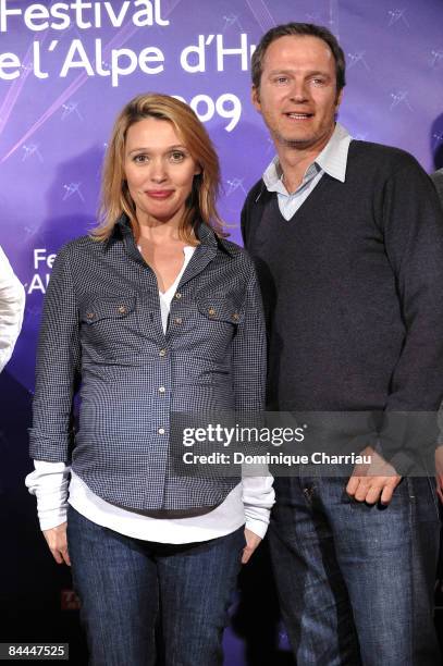 Actors Anne Marivin and Philippe Lefebvre attend The L'Alpe D'Huez Film Festival on January 23, 2009 in L'Alpe D'Huez, France.