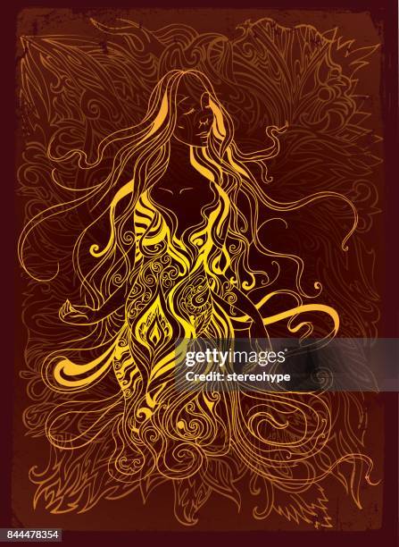 pregnant and blissful - goddess vector stock illustrations