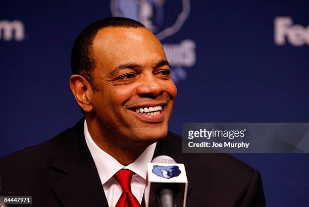 Lionel Hollins, Head coach of the Memphis Grizzlies addresses the local media during a press conference on January 25, 2009 at FedExForum in Memphis,...