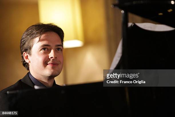 Pianist Arnaud Arbet of the Atelier Lyrique De L'Opera De Paris performs at the French Academy of Villa Medici on January 25, 2009 in Rome, Italy.
