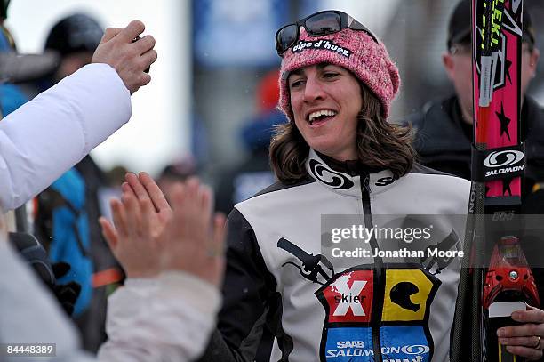 Ophelie David of Alpe d'Huez, France on her way to the awards ceremony for the Women's Skiier X Finals during Winter X Games Day 4 on Buttermilk...