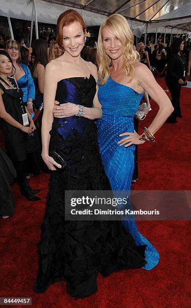 Actresses Marcia Cross and Nicollette Sheridan arrive to the TNT/TBS broadcast of the 15th Annual Screen Actors Guild Awards at the Shrine Auditorium...