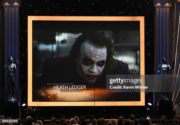Screenshot of nominee actor Heath Ledger for the Male Actor in a Supporting Role award during the 15th Annual Screen Actors Guild Awards held at the...