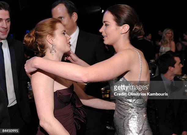 Actresses Amy Adams and Emily Blunt attend the TNT/TBS broadcast of the 15th Annual Screen Actors Guild Awards at the Shrine Auditorium on January...