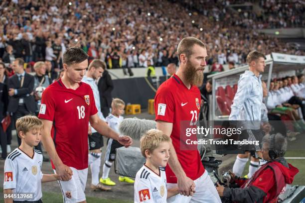 Jo Inge Berget, Ole Selnaes of Norway during the FIFA 2018 World Cup Qualifier between Germany and Norway at Mercedes-Benz Arena on September 4, 2017...