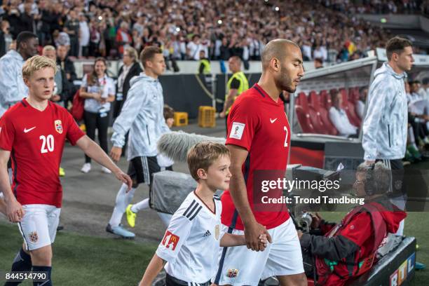 Haitam Aleesami of Norway during the FIFA 2018 World Cup Qualifier between Germany and Norway at Mercedes-Benz Arena on September 4, 2017 in...