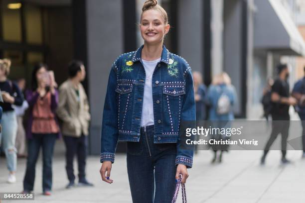 Model Sanne Vloet seen in the streets of Manhattan outside Cushnie Et Ochs during New York Fashion Week on September 8, 2017 in New York City.