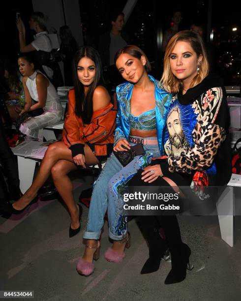 Actresses Vanessa Hudgens, Isabela Moner and Ashley Benson attend the Jeremy Scott Fashion Show during New York Fashion Week at Spring Studios on...