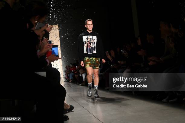 Designer Jeremy Scott walks the runway during the Jeremy Scott Fashion Show during New York Fashion Week at Spring Studios on September 8, 2017 in...