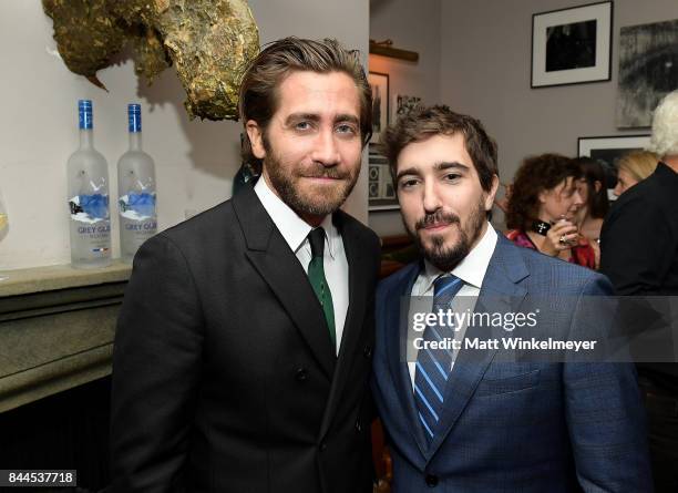 Actor Jake Gyllenhaal and Jeff Bauman attend "Stronger" premiere party hosted by GREY GOOSE vodka and Soho House on September 8, 2017 in Toronto,...