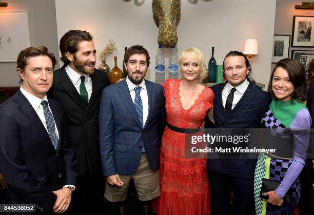 Director David Gordon Green, actor Jake Gyllenhaal, Jeff Bauman, actors Miranda Richardson, Richard Lane Jr. And Tatiana Maslany attend "Stronger"...