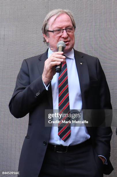Kevin Sheedy talks to Bombers fans at the Woollhara Hotel as they prepare to watch the AFL Elimination Final between the Sydney Swans and the...