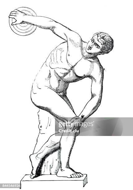 赤裸的羅馬鐵餅運動員 - discus 幅插畫檔、美工圖案、卡通及圖標