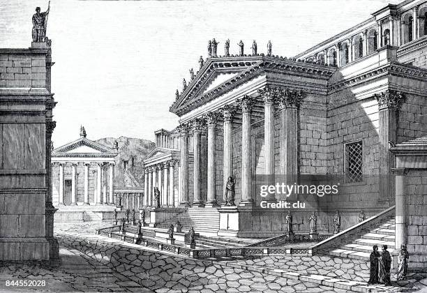illustrazioni stock, clip art, cartoni animati e icone di tendenza di roma antica: foro romanum - foro romano