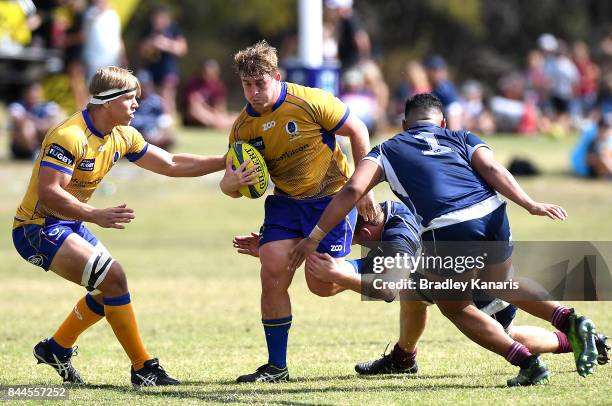 Andrew Ready of Brisbane City takes on the defence during the round two NRC match between Queensland Country and Brisbane on September 9, 2017 in...