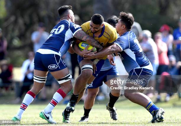 Lukhan Lealaiauloto-Tui of Brisbane City takes on the defence during the round two NRC match between Queensland Country and Brisbane on September 9,...