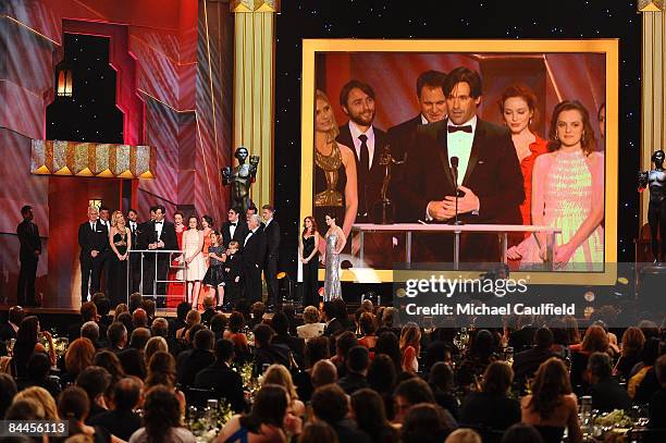 Actors John Slattery, January Jones, Christina Hendricks, Jon Hamm, Vincent Kartheiser, Elisabeth Moss and cast of "Mad Men" on stage at the TNT/TBS...