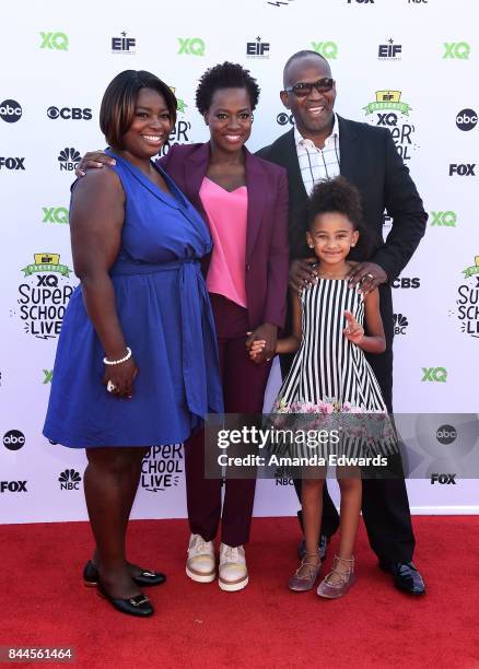 Deloris Grant, actress Viola Davis, actor Julius Tennon and Genesis Tennon arrive at the EIF Presents: XQ Super School Live event at The Barker...