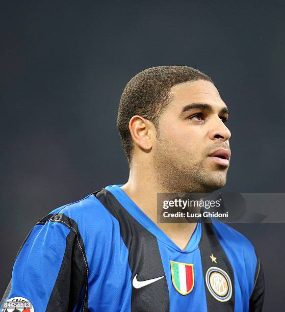 Adriano of Inter Milan looks up during the Serie A football match between FC Inter Milan and UC Sampdoria at the San Siro stadium on January 25, 2009...