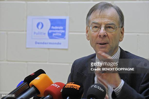 Dendermonde public prosecutor Christian Du Four gives a press conference on January 26, 2009 at the Dendermonde police station about 20-year old Kim...