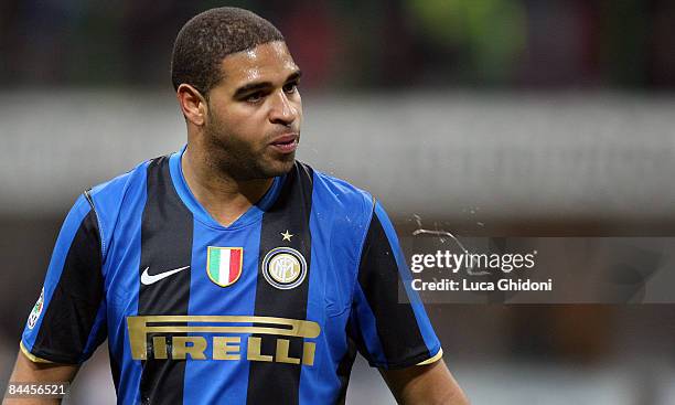 Adriano of Inter Milan spits on the pitch during the Serie A football match between FC Inter Milan and UC Sampdoria at the San Siro stadium on...