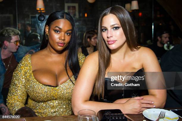 Models Precious Lee and Ashley Graham attend V Magazine celebrates Jean-Paul Goude at Acme on September 7, 2017 in New York City.