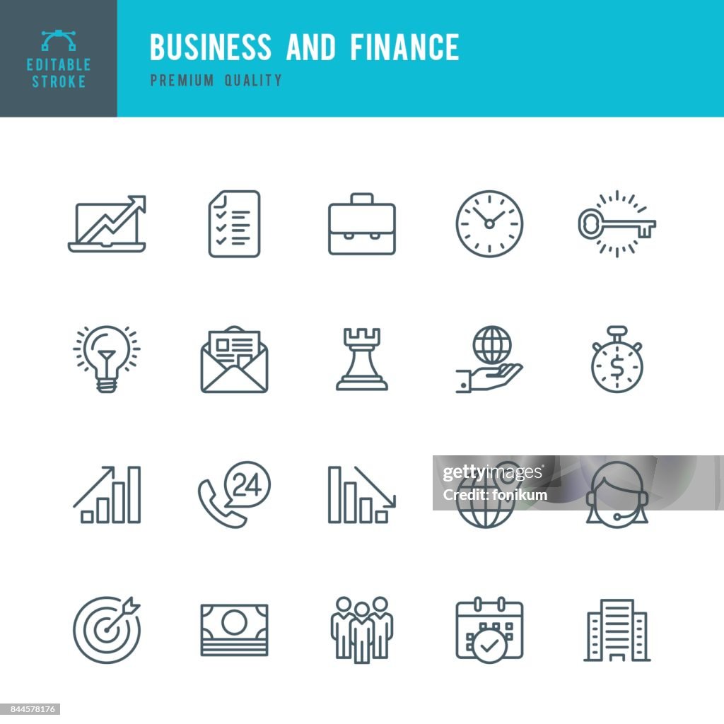 Business and Finance  - Thin Line Icon Set