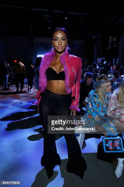 Justine Skye attends Jeremy Scott collection during the September 2017 New York Fashion Week: The Shows on September 8, 2017 in New York City.