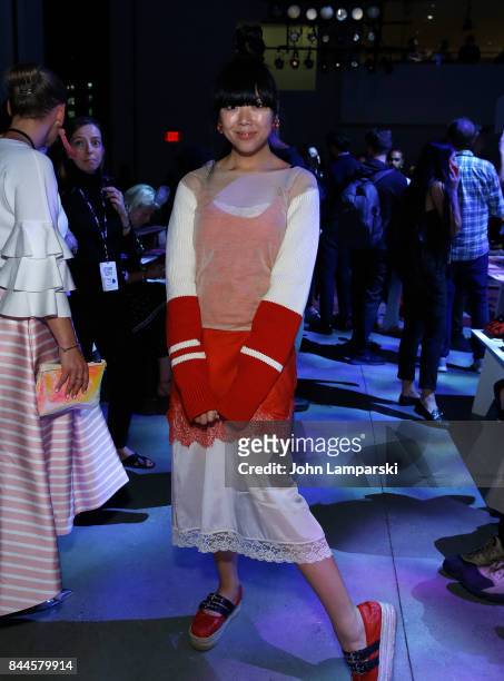 Susanna Lau, Susie Bubble, attends Jeremy Scott collection during the September 2017 New York Fashion Week: The Shows on September 8, 2017 in New...