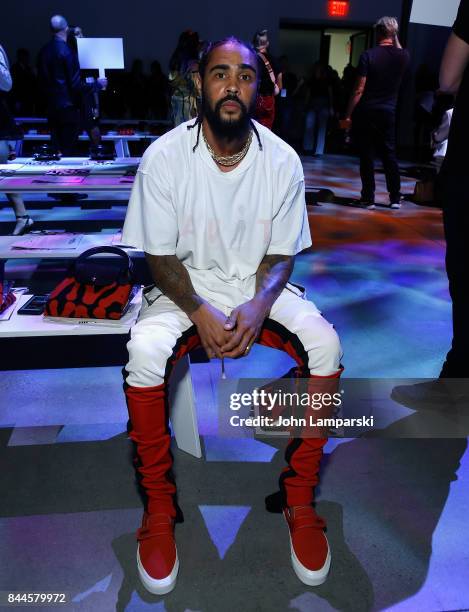 Jerry Lorenzo attends Jeremy Scott collection during the September 2017 New York Fashion Week: The Shows on September 8, 2017 in New York City.