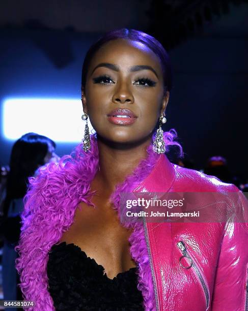 Justine Skye attends Jeremy Scott collection during the September 2017 New York Fashion Week: The Shows on September 8, 2017 in New York City.