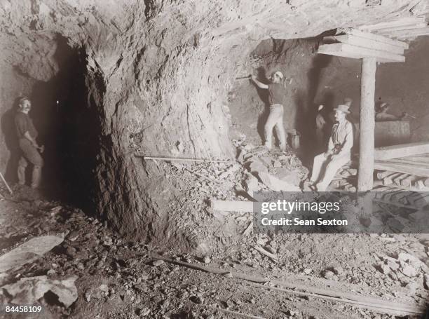 Lode 200 on H Level of a mine in the gold mining city of Kalgoorlie-Boulder, Western Australia, circa 1900.