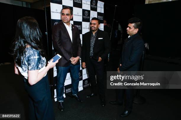 Bibhu Mohapatra, Ketan and Jatin Chokshi during the Bibhu Mohapatra fashion show with Narayan Jewellers in association with ForeverMark Diamonds at...