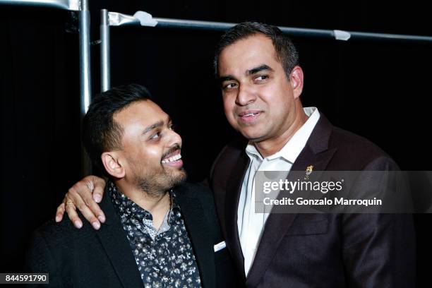 Ketan Chokshi and Bibhu Mohapatra after the Bibhu Mohapatra fashion show with Narayan Jewellers in association with ForeverMark Diamonds at Skylight...