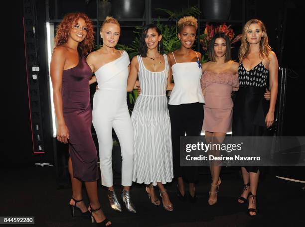 Jillian Hervey, Malin Akerman, designers Michelle Ochs and Carly Cushnie, Jenna Dewan Tatum and Virginia Gardner attend the Cushnie Et Ochs fashion...