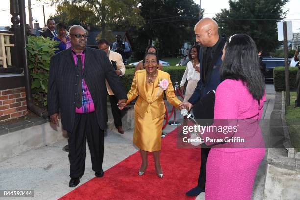 Dr. Christine King Farris arrives at her 90th Birthday Celebration at King Family Birth Home Historic Site on September 8, 2017 in Atlanta, Georgia.