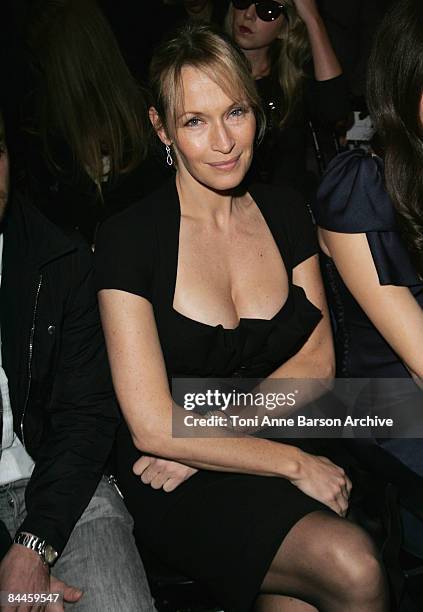 Estelle Lefebure attends the Christian Dior fashion show during Paris Fashion Week Haute Couture Spring/Summer 2009 at Musee Rodin on January 26,...