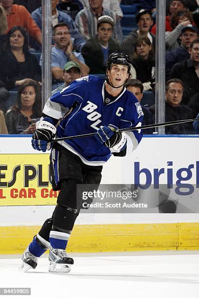 Vincent Lecavalier of the Tampa Bay Lightning skates against the Dallas Stars at the St. Pete Times Forum on January 19, 2009 in Tampa, Florida.