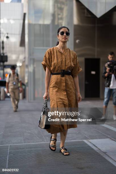 Caroline Issa is seen attending Monse during New York Fashion Week wearing Jason Wu on September 8, 2017 in New York City.