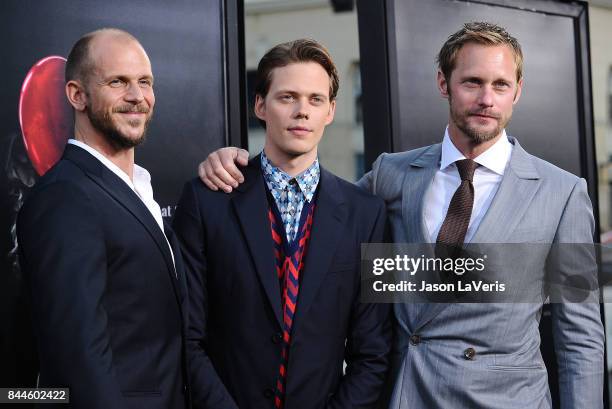 Actors Gustaf Skarsgard, Bill Skarsgard and Alexander Skarsgard attend the premiere of "It" at TCL Chinese Theatre on September 5, 2017 in Hollywood,...