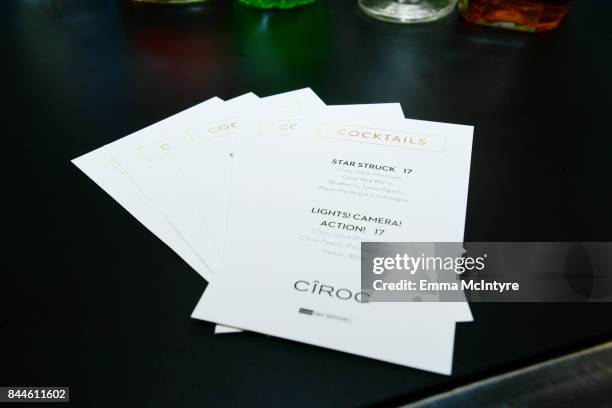 Sponsor products on display at the 'The Upside' cocktail party, hosted by RBC and The Weinstein Company, at RBC House Toronto Film Festival 2017 on...