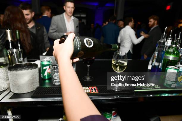 Sponsor products on display at the 'The Upside' cocktail party, hosted by RBC and The Weinstein Company, at RBC House Toronto Film Festival 2017 on...