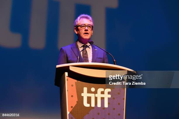 Piers Handling speaks at the 'Stronger' premiere during the 2017 Toronto International Film Festival at Roy Thomson Hall on September 8, 2017 in...