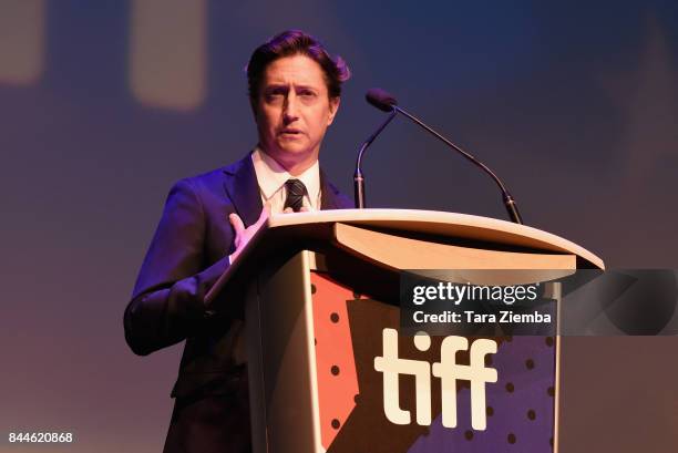 Director David Gordon Green speaks at the 'Stronger' premiere during the 2017 Toronto International Film Festival at Roy Thomson Hall on September 8,...