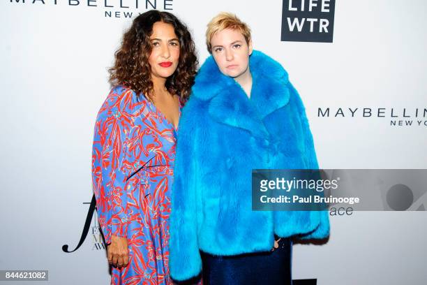 Jenni Konner and Lena Dunham attend Daily Front Row's Fashion Media Awards at Four Seasons Hotel New York Downtown on September 8, 2017 in New York...