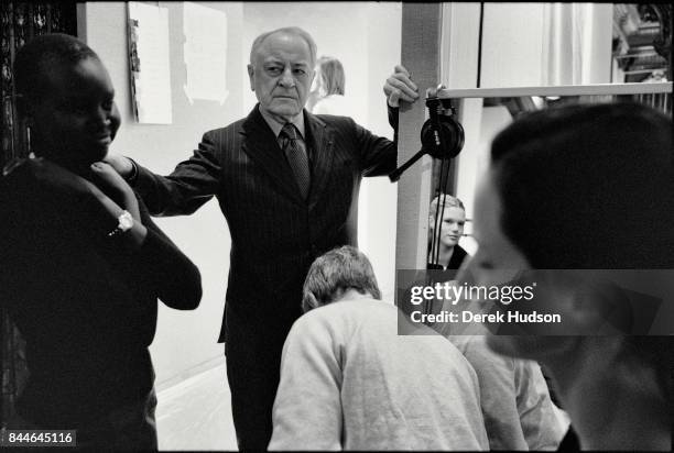 French fashion patron Pierre Berge preparations for an Yves Saint Laurent haute couture runway show at the Hotel Meurice, Paris, France, June 6,...