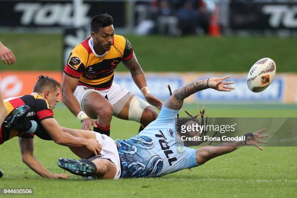 Rene Ranger of Northland passes during the round four Mitre 10 Cup match between Northland and Waikato at Toll Stadium on September 9, 2017 in...